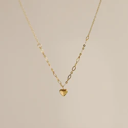 Stainless Steel Plated 18K Gold Heart Pendant Necklace Women Creative Versatile Everyday Jewelry