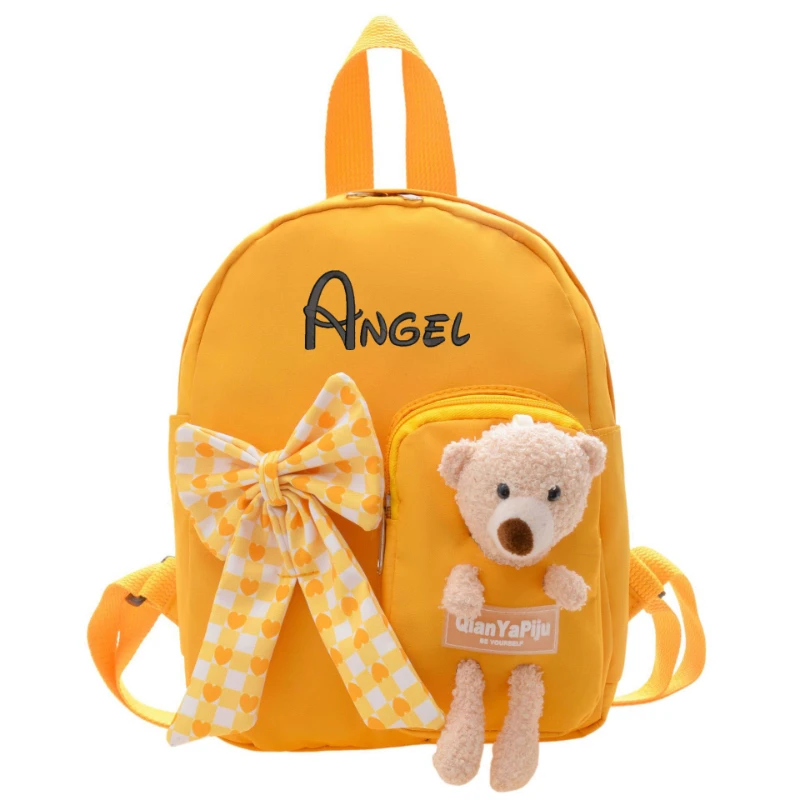 Embroidery Name Backpacks Personalized Cute Puppet Bookbag with Name/Text Boys Girls School Backpack Bookbags for Kids Students