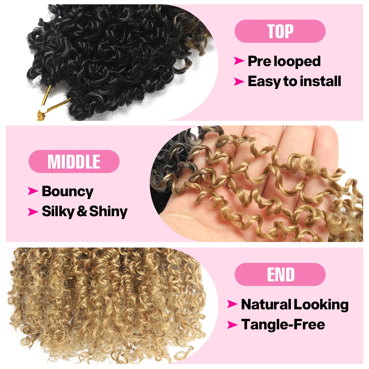 8 Inch Pre-looped Yanky Twist Synthetic Crochet Hair 30 Strands/PCS Pre-twisted Passion Twist Crochet Hair Micro Spring Twist