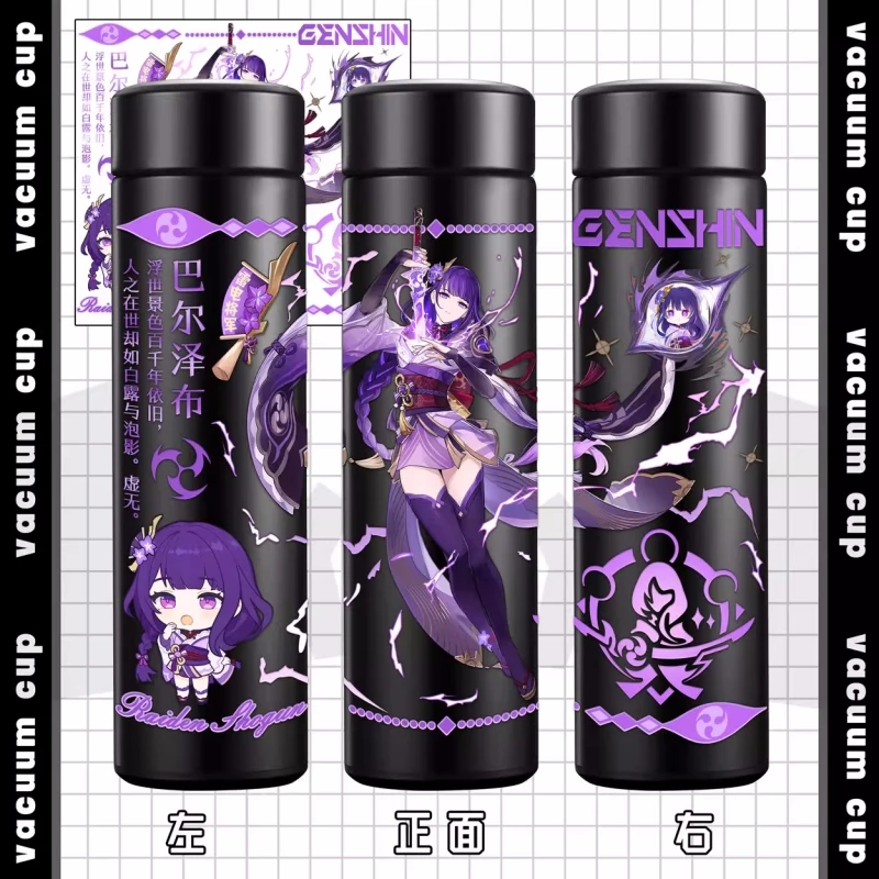 Anime Cartoon Genshin Impact Zhongli Hu Tao Arlecchino 500ml Stainless Steel Thermos Cup with Temperature Display Students Gift