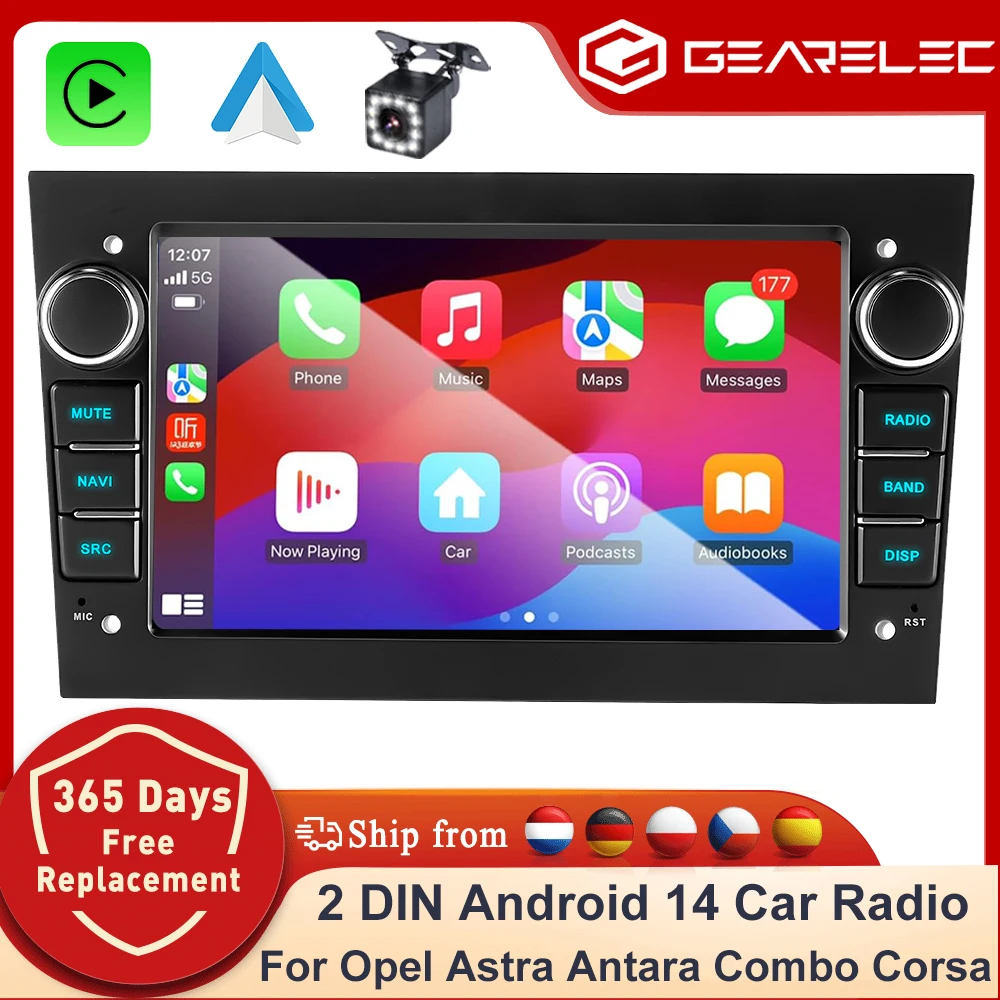 2-Din-Autoradio Android14 Auto CarPlay für Opel Astra H G J Zafira B Corsa C D Antara Vectra Vivaro Auto-Multimedia-Player
