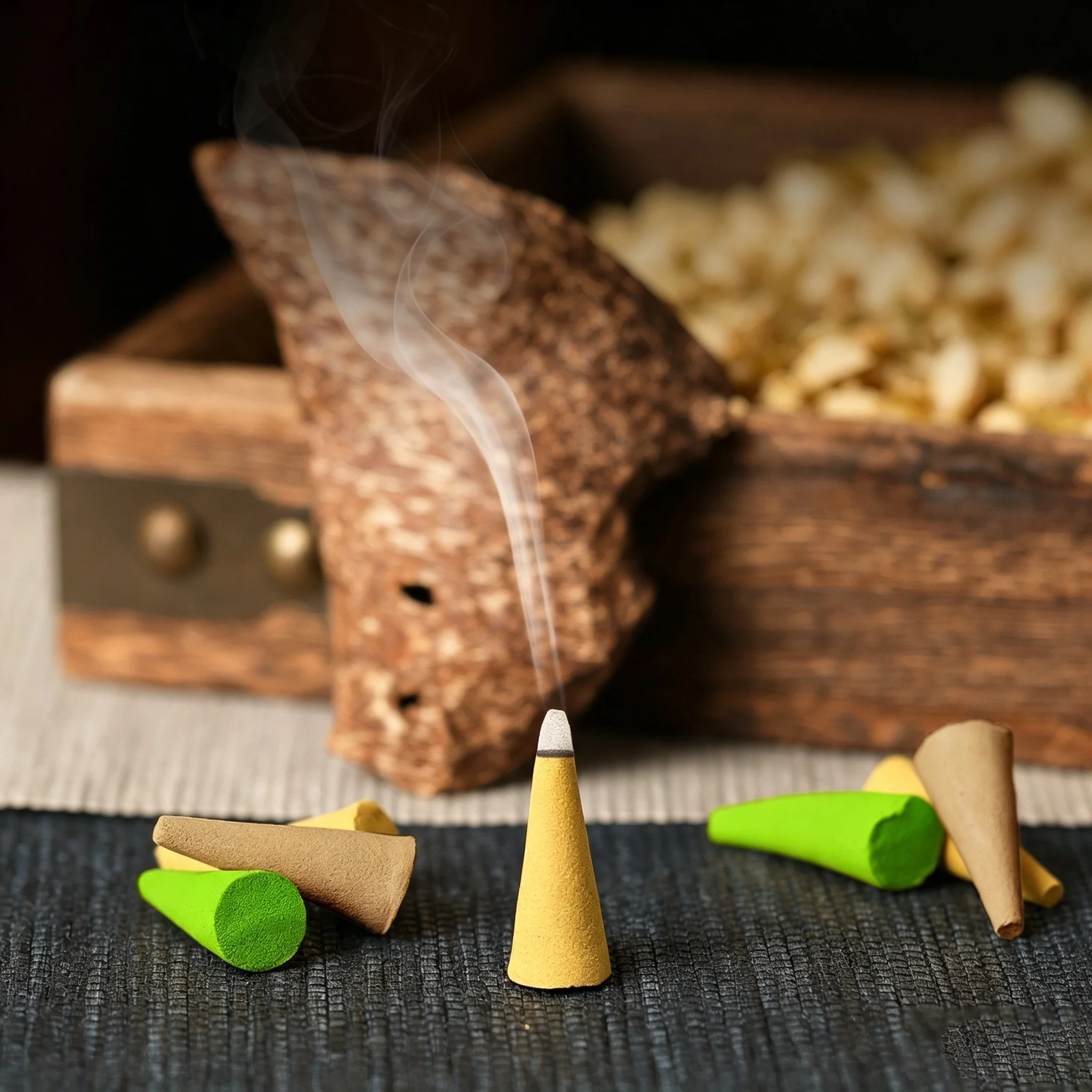 250 Pcs Natural Cone Tower Incense Agarwood Pomelo Leaf Incense Yoga Meditation Tea Room Aromatherapy Indoor Air Purifier