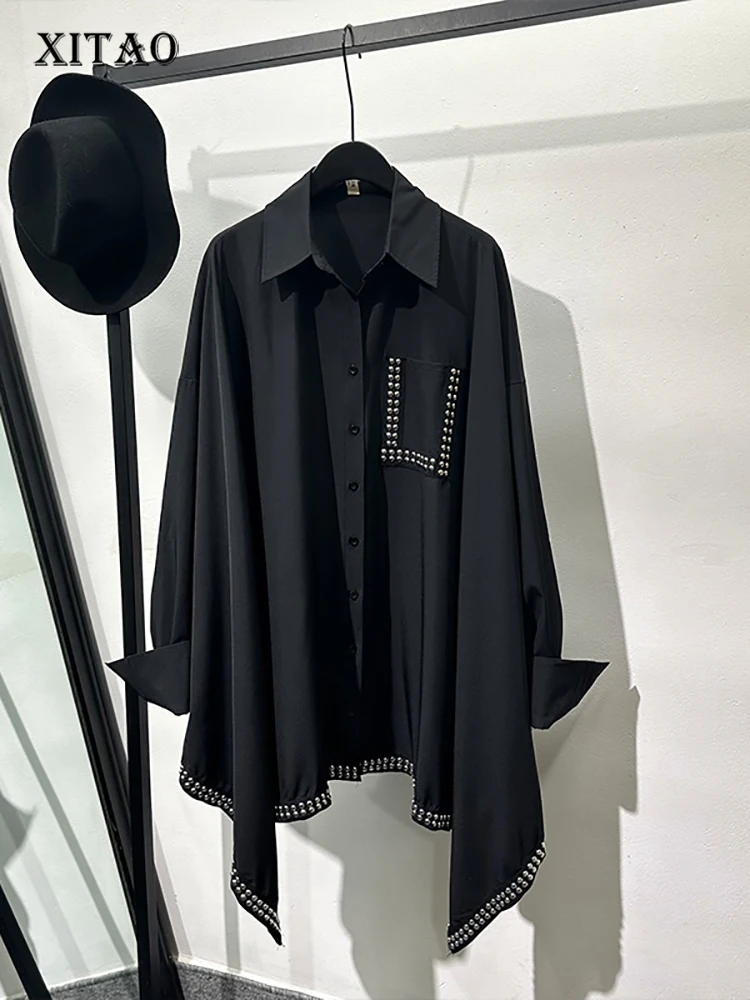 

XITAO Irregular Bat Sleeve Loose Shirt Casual Fashion Korea Simplicity Solid Color Turn Down Collar Female New Top LYD1542