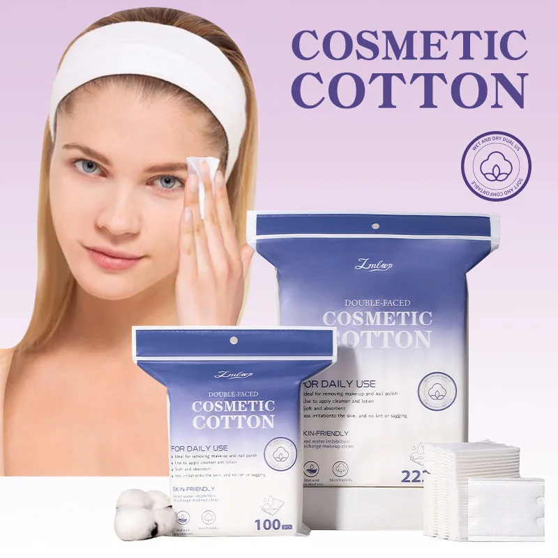 Removedor de maquiagem de algodão sanduíche de efeito duplo dupla face com 222 pedaços de algodão sanduíche amigável à pele para cuidados diários da pele