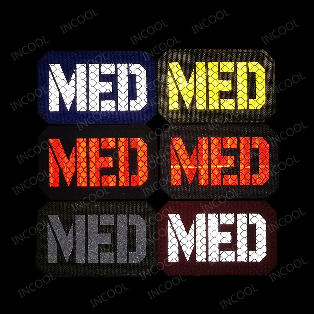 تحديد علامة السلامة الخارجية المتوهجة في الظلام MED التصحيح الأشعة تحت الحمراء عاكسة الطبية التطريز التكتيكية شارات شارة الزخرفية يزين