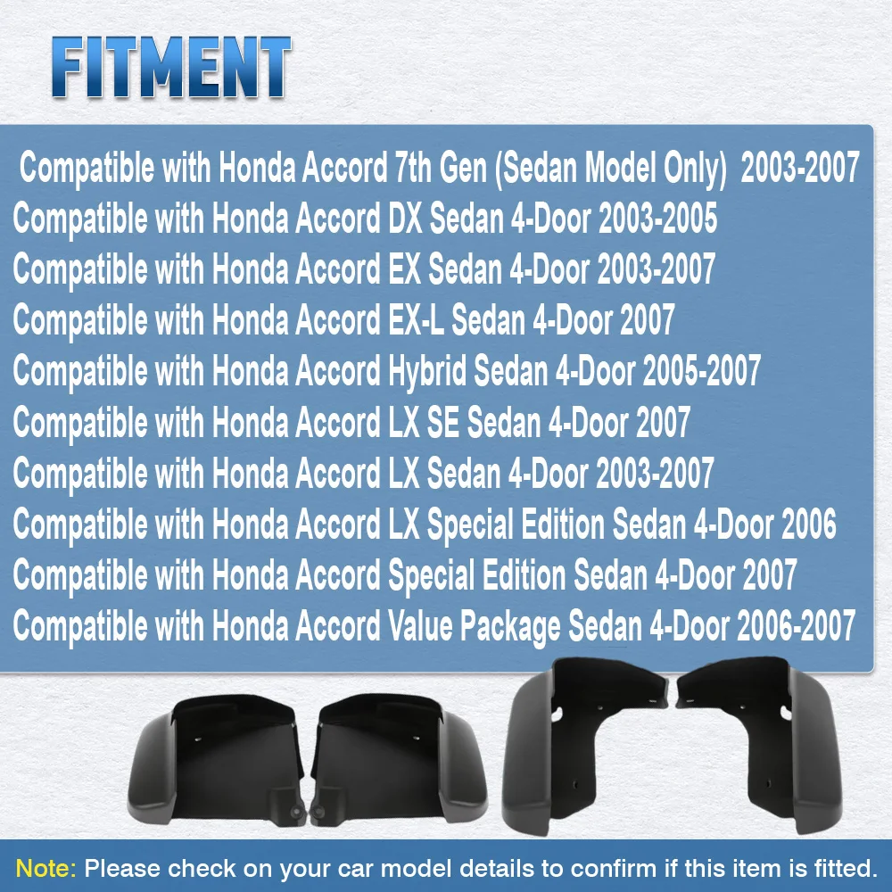 

Car Mudflaps Splash Guards Front Rear Fender Accessories For Honda Accord 7th DX EX EX-L Hybrid LX SE LX Special Edition Sedan