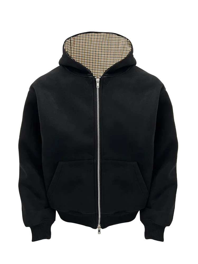 الاتجاه الأمريكي الموضة مقنعين البلوز أنيق فضفاض عادية زيبر الخريف سترة سميكة #3