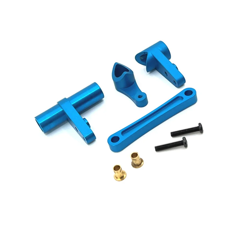 KKZ-Conjunto de dirección de metal para Wltoys 104009 104016 104018   12401 12402-A 12403 12404 12409 Piezas de actualización, azul