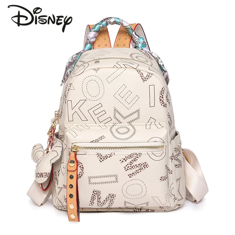 Mochila feminina estampada Disney, mochila de armazenamento multifuncional, avançada e versátil, alta qualidade, nova moda, 2023