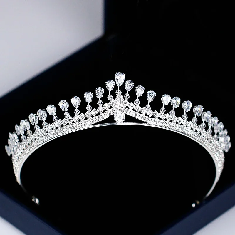 Luxury Womens Crown Headband Crystal Rhinestone Tiara And Crown Hair Band Jewelry Silver Color Bridal Hair Accessories Wedding