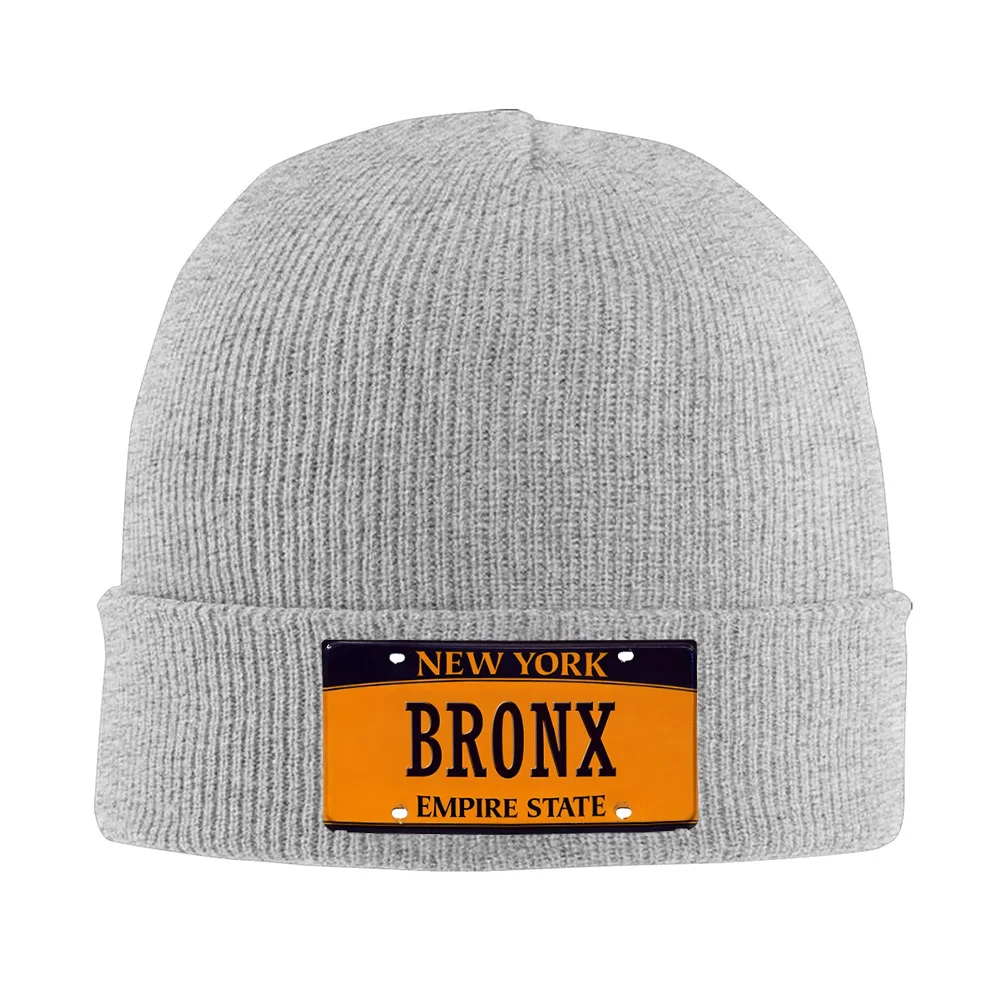 برونكس لوحة ترخيص الإمبراطورية الدولة الأصفر الرجال النساء للجنسين محبوك قبعة قبعة صوفية قبعة الشتاء الحراري الدافئة عيد الميلاد في الهواء الطلق C