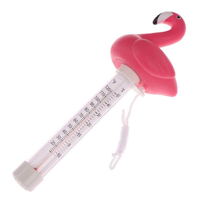 Zwembadthermometer Cartoon Schattige Flamingo-Vormige Watertemperatuurmeter Met Hangend Touw Draagbaar