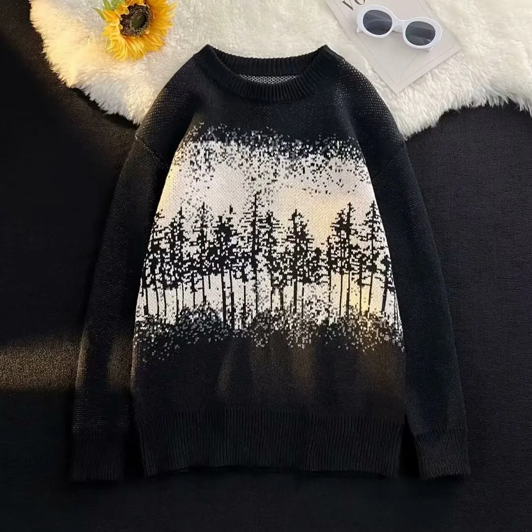 

Мужской вязаный свитер большого размера с круглым вырезом и длинными рукавами, повседневная внутренняя одежда, осенне-зимний модный брендовый трикотаж для молодежи Vitali