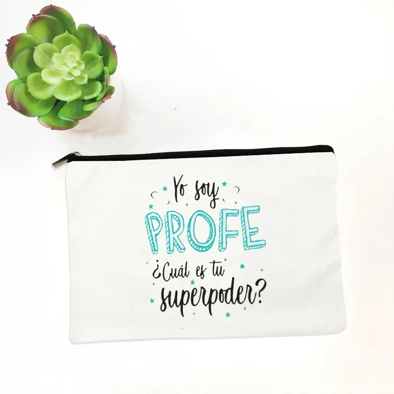 Bolsa de maquillaje con estampado español, el mejor regalo para el maestro, graduación, regalo de jubilación para profesores, bolsa de compras reutilizable, Bolsas para Mujer