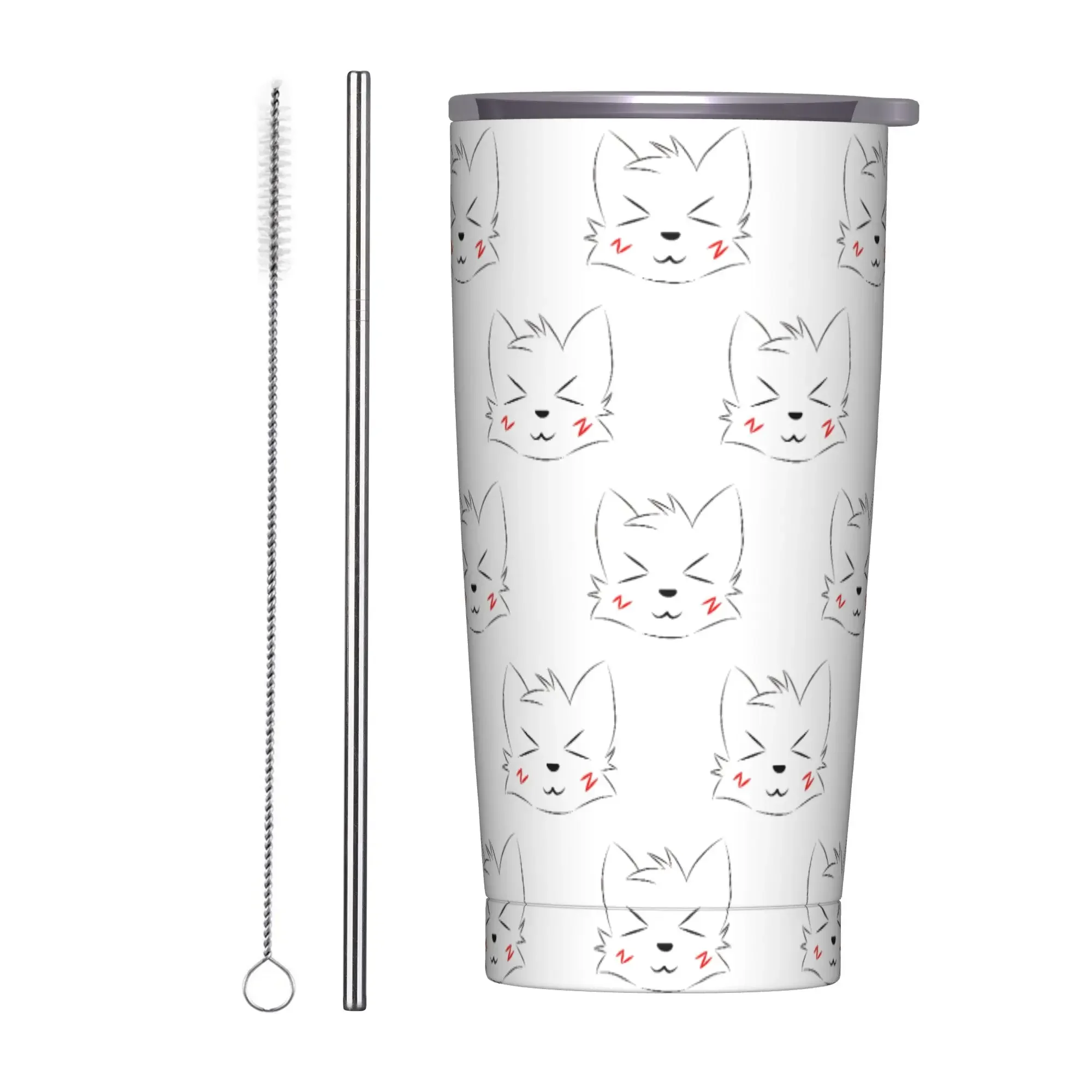 Boykissers Silly Insulated Tumbler with Straws Lid Cat Vacuum Coffee Mugs Office Home Water Bottle Cup, 20oz