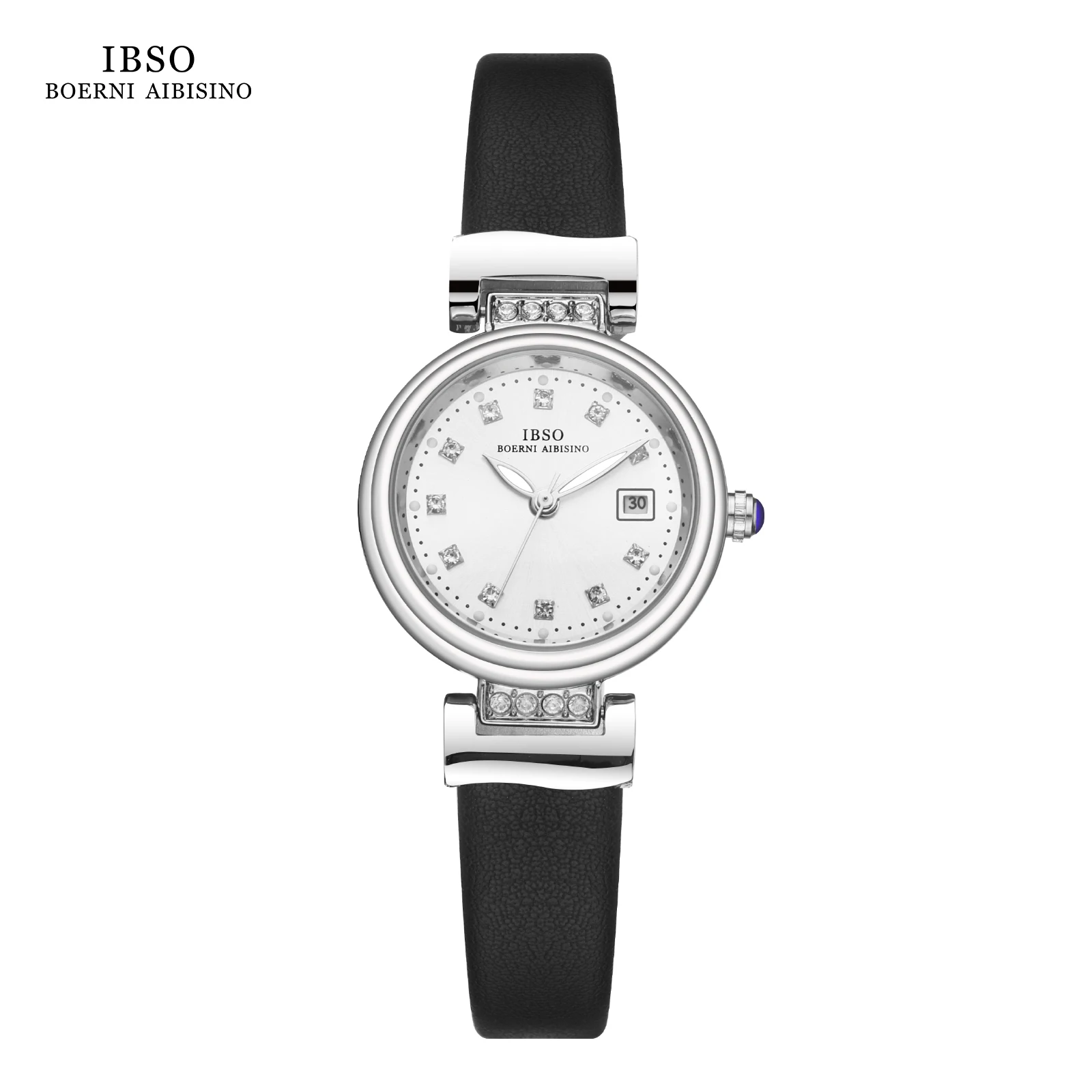 IBSO 2023 New Women Luxury Style Quartz Watches Super Simple Genuine Leather Strap Waterproof Round Shape Dial Waterproof 30