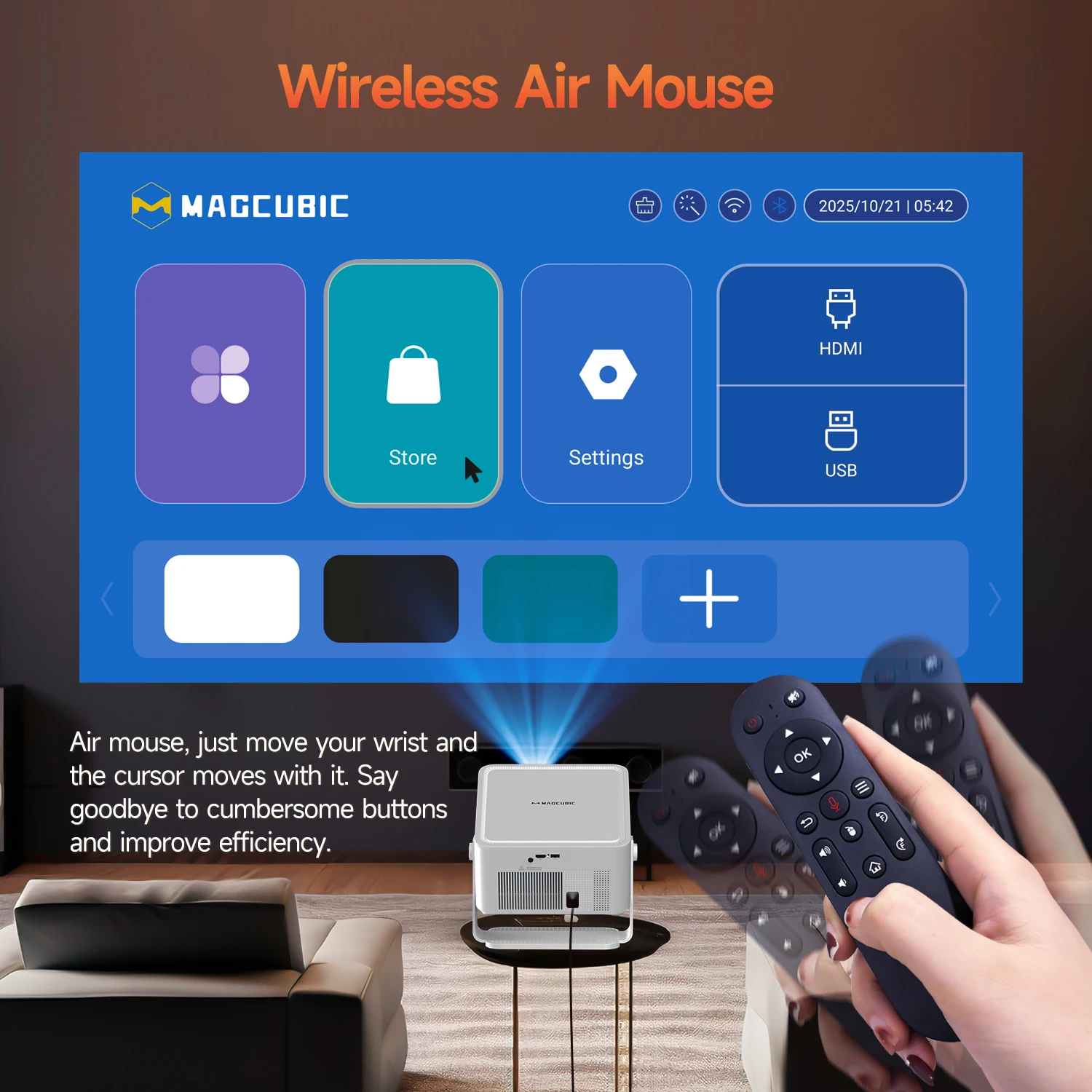 Magcubic HY450MAX Tragbarer Outdoor-Projektor 1100ANSI 1080P Autofokus 8K-Unterstützung Android 14 WiFi6 Beam Mini-Projektor – Detail 9