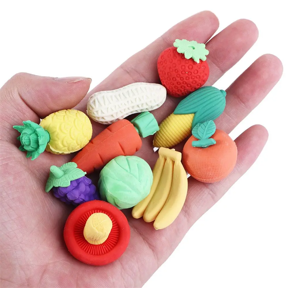 Supplies School Supplies Colorful Non-Toxic Novelty Erasers Removable Vegetables Puzzle Erasers Mini Fruits Pencil Erasers