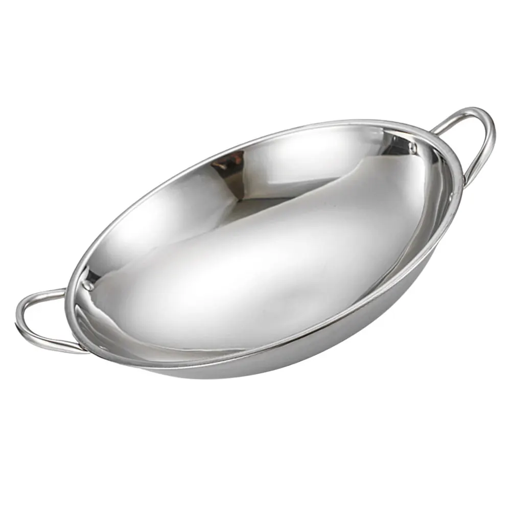 

Round Bottom Hot Pot Cooking With Handle Steel Pans For Small Pots Griddle Decorate Tool Ramen Stainless Wok