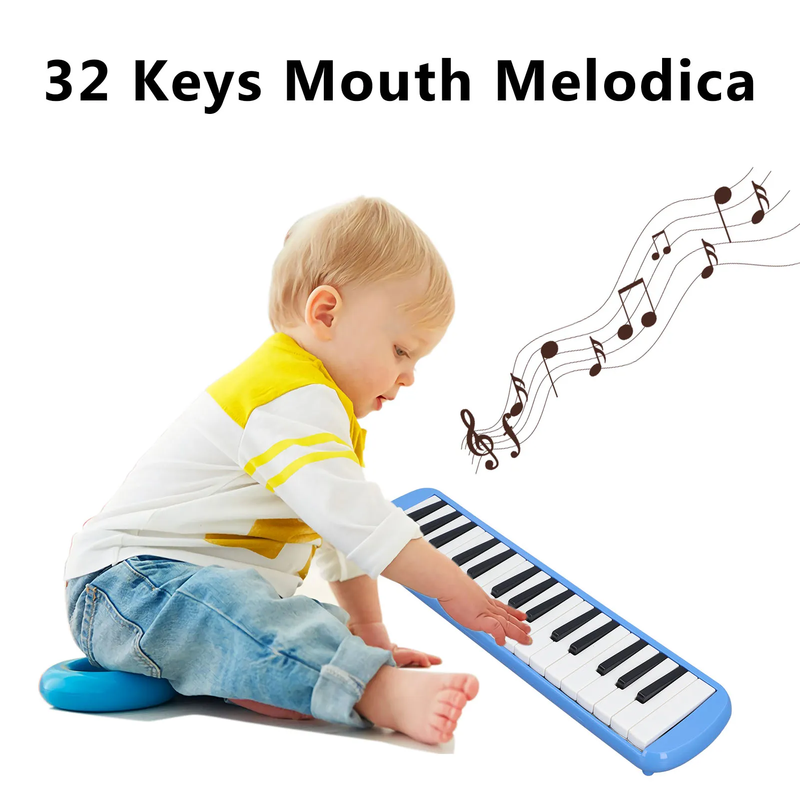 ZK20 32 Keys Mouth Melodica with Mouthpiece and Blowpipe Keyboard Organ Playing Musical Instruments for Students Beginners