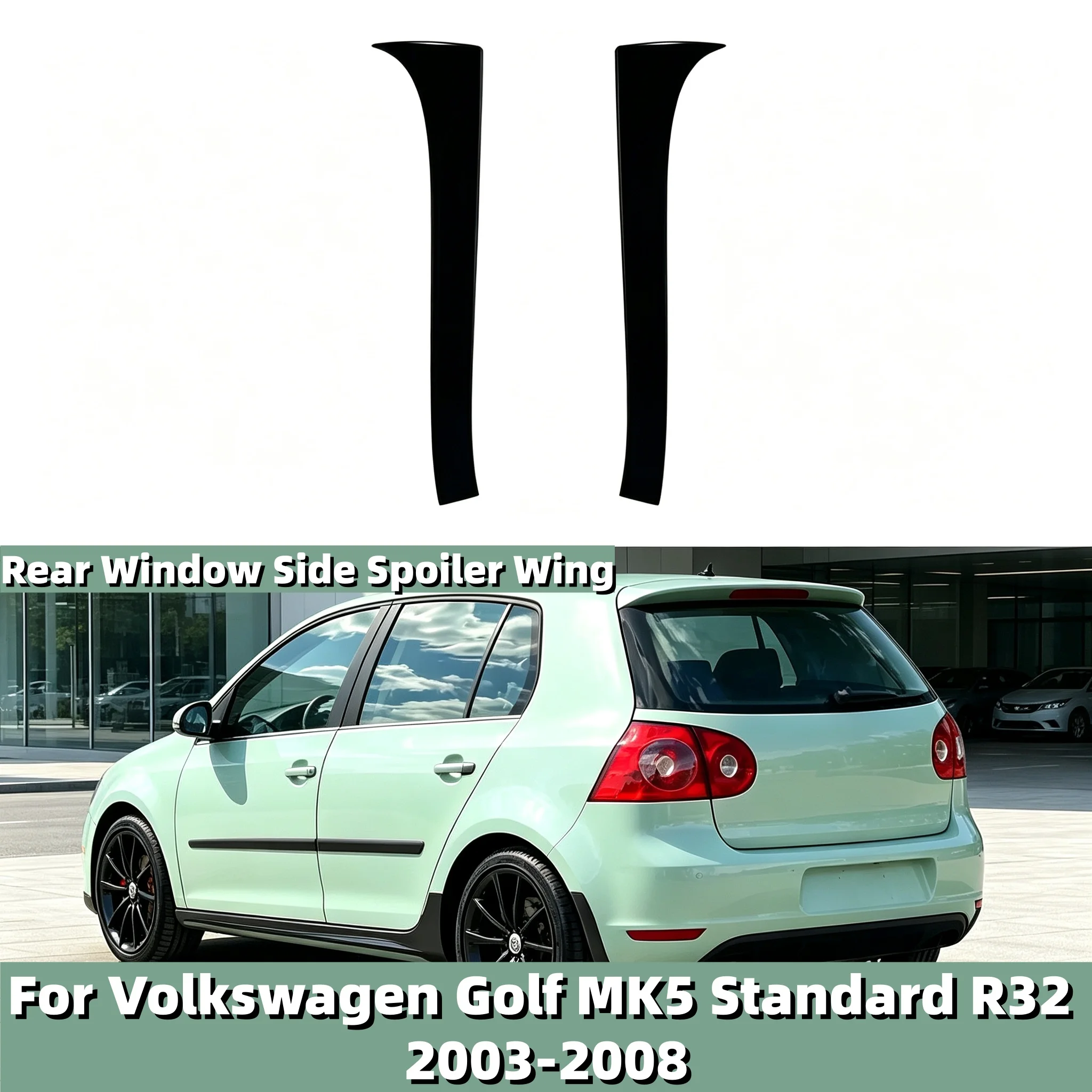Für VW Volkswagen Golf MK5 Standard R32 2003 2004 2005 2006 2007 2008 Heckscheiben-Spoiler Flügel-Verkleidung Hochglanz Schwarz/Carbon-Look – Detail 1