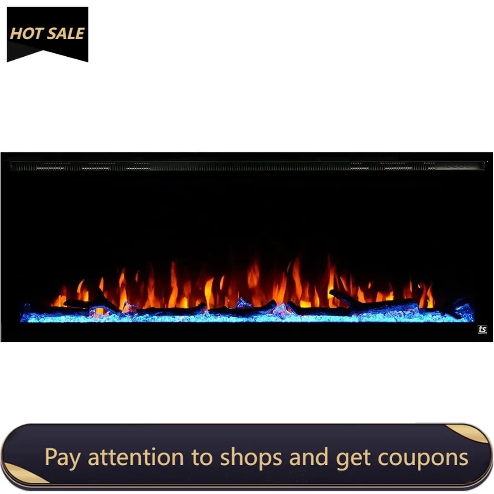 

50” WiFi-Enabled Electric Fireplace - in-Wall Recessed - 60 Color Combinations - 1500/750 Watt Heater (68-88°F Thermostat)