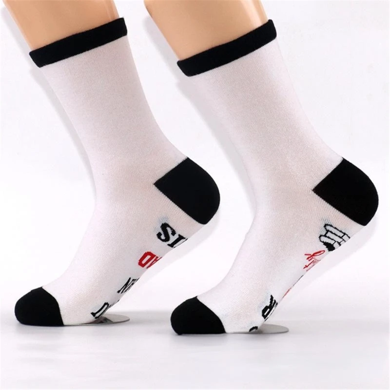 Teacher's Day Gift Cotton Middle Calf Socks with Special Letter Jacquard Designs for Educators Appreciation Gifts