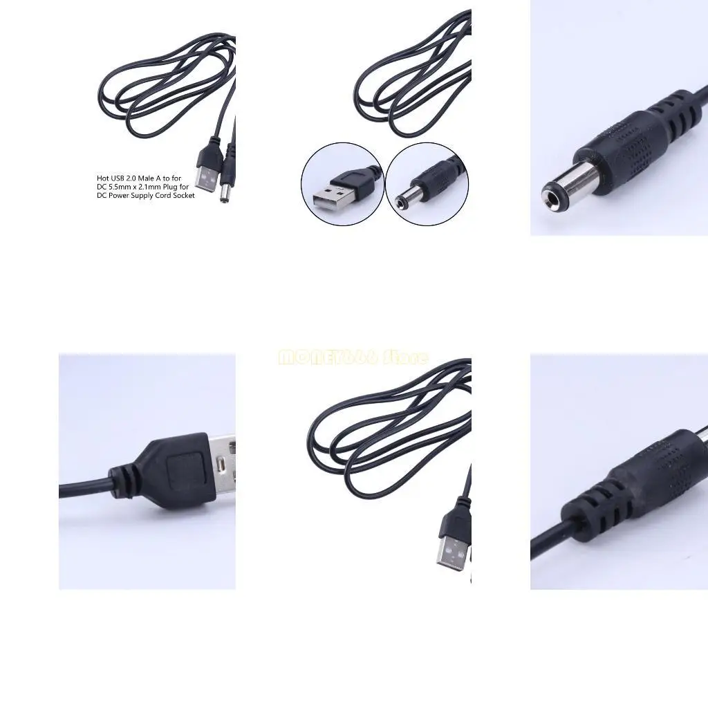 F62C 80cm USBからDC5.5 x 2.1ルータースピーカー用の充電コードデータラインLEDライト