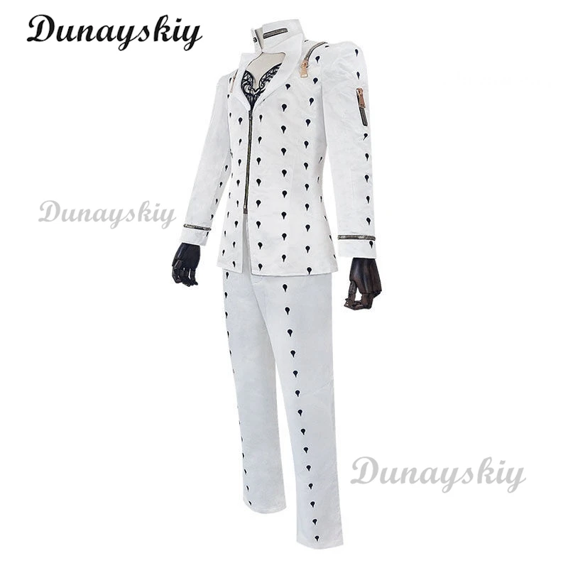 أزياء أنيمي غريبة برونو Bucciarati أزياء تنكرية باللون الأبيض والأسود زي موحد للنساء للهالوين شعر مستعار للمغامرة برونو مخصص