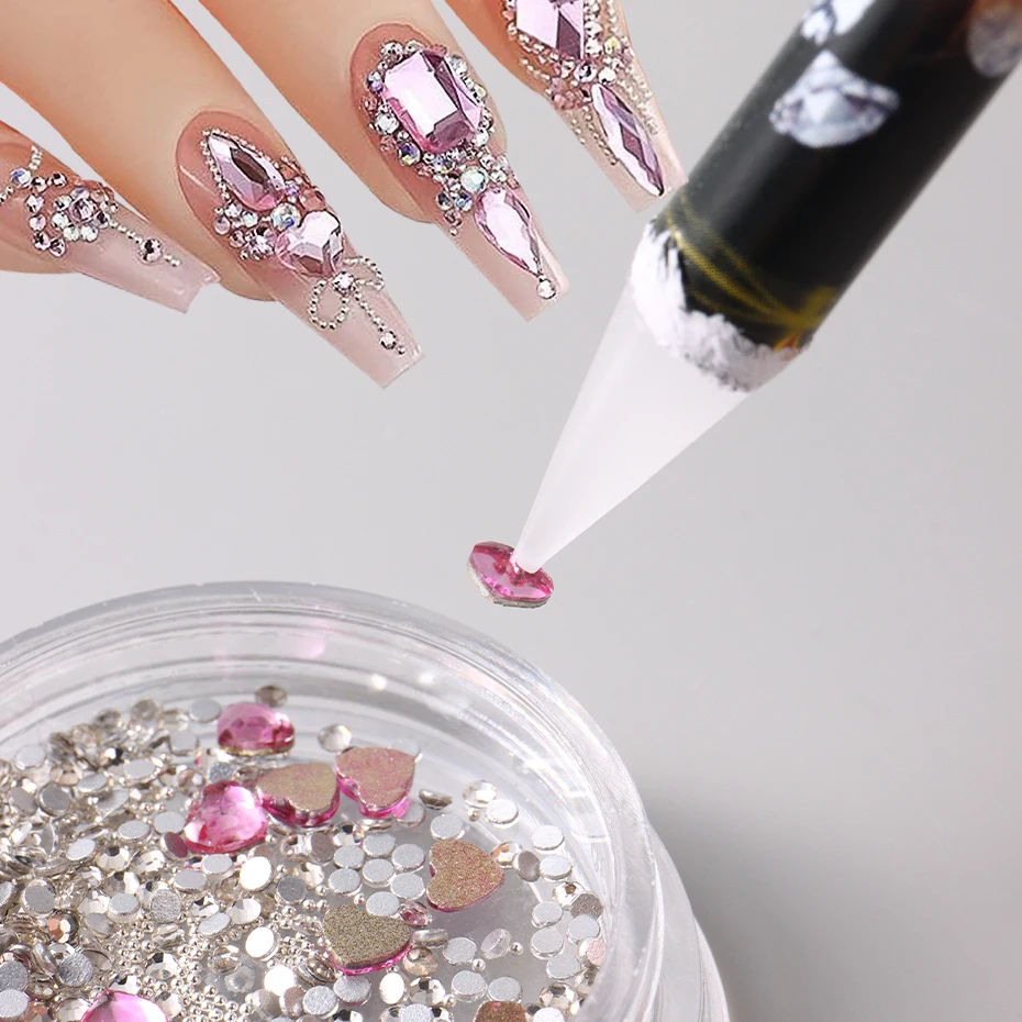 Nail Art Dotting Wax Pencil Set with Pencil Sharpener Stick Rhinestone Crystal Picker Professional Manicure Accessories Supplies