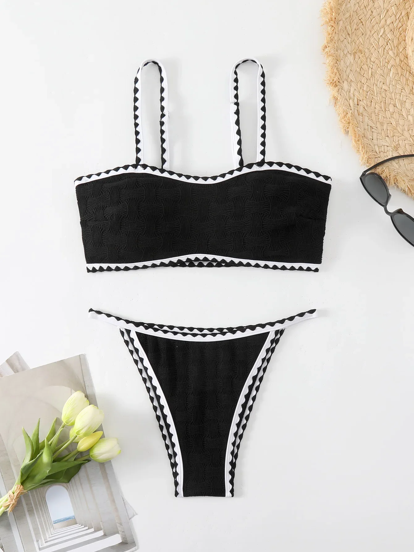 

Контрастный цвет бандо купальники женские сексуальные комплекты бикини 2024 летние стринги микро бикини женские с низкой талией Maillots De Bain Femme