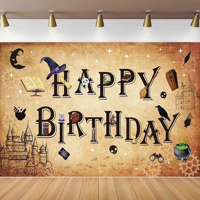 

Photography Backdrop Magical Wizard Banner Welcome Sign For Boys Girls Birthday Photo Booth Wall Decor Background Poster