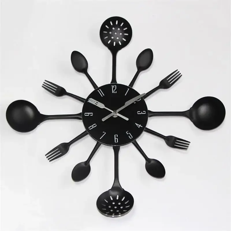 Creative Knife Fork Colorful Wall Clock Dining Living Room Kitchen Decorative Silent Wall Hanging Clocks Watch Home Decoration