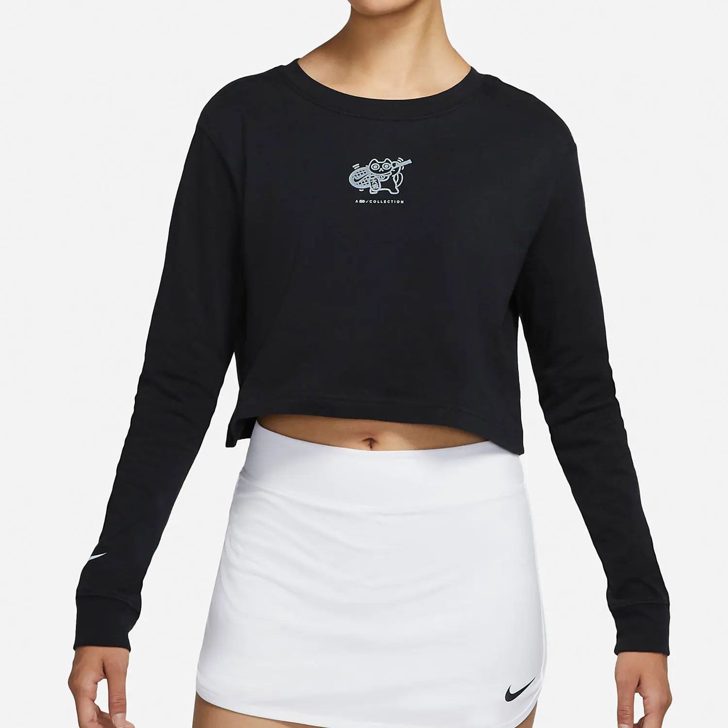 Nike genuine Women's Regular Cat Pattern Printed Round Neck Long Sleeve T-Shirt DJ7942-010