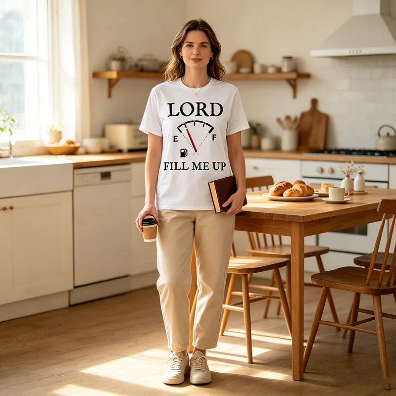 Lord Fill Me Up Faith Christian Jesus Lustiges Spirituelles Kraftstoff-T-Shirt Y2k Be Kind Pastor Grafik Spruch T-Shirt Neuheit Herren Mode Top – Detail 4