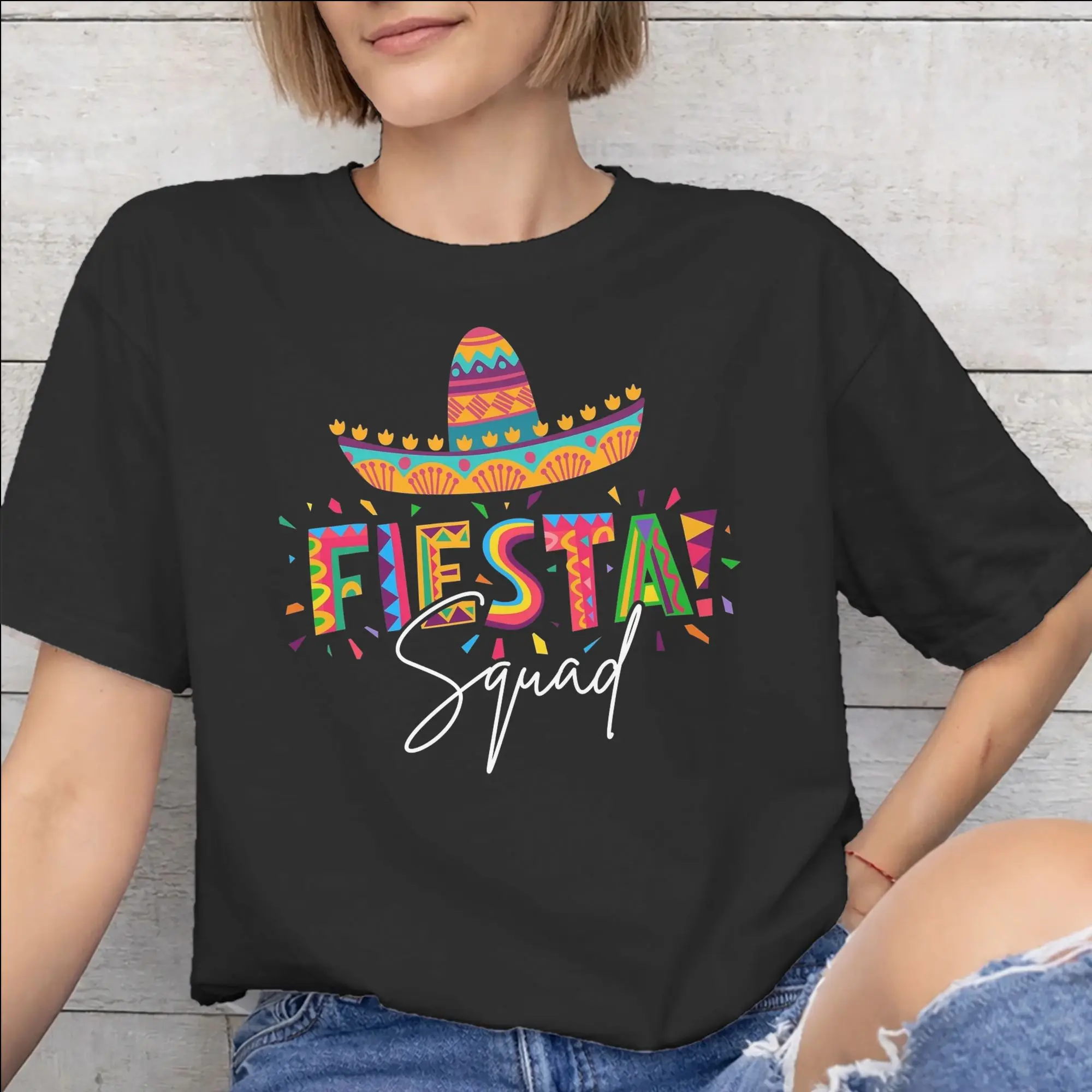 Men Women Graphic Printed Fiesta Squad Cinco De Mayo  Tee T Shirt Cotton  T-shirts Clothes