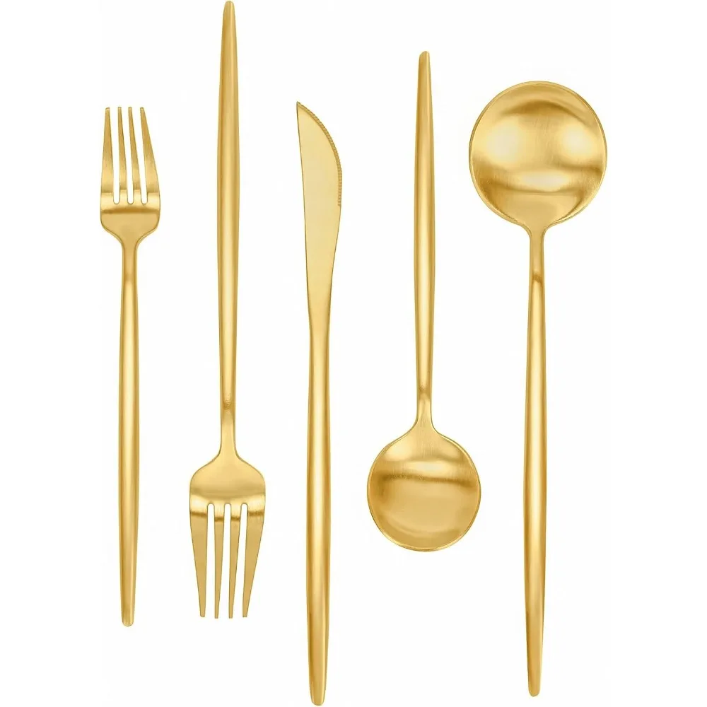

Набор столовых приборов из матовой золотой нержавеющей стали, 30 предметов, дополнительное обслуживание на 6 человек, набор столовых приборов для кухни и посуды