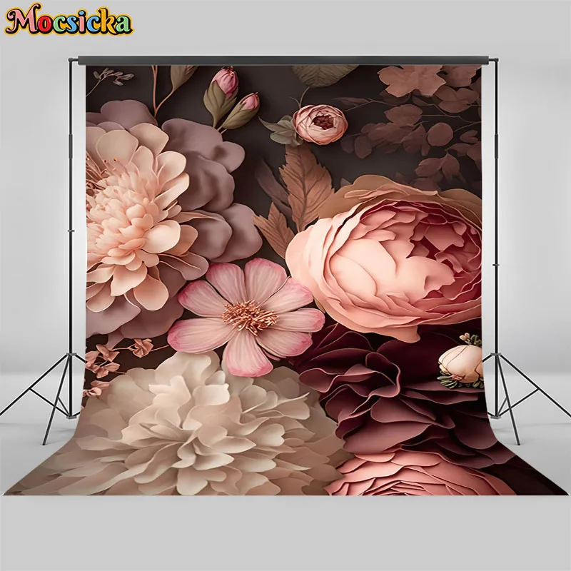 Mocsicka Floral Newborn Photography Backdrops Hand Drawn oil painting Artistic Background Photoshoots Girl Photo Prop Banner