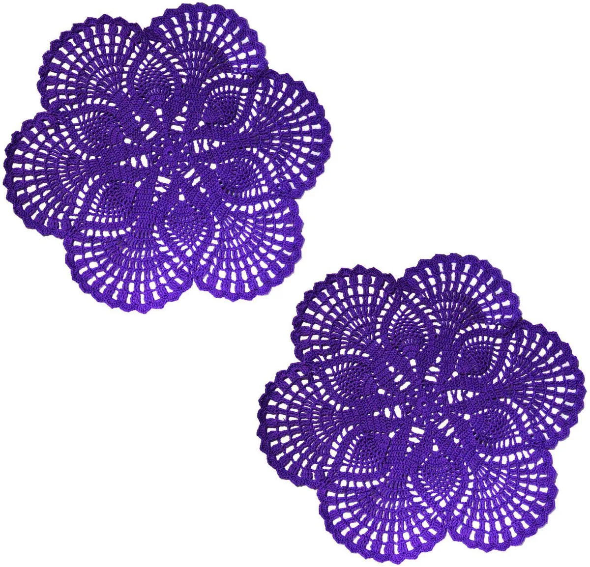 BomHCS    Flower Lace Mats Kitchen Table Doilies Set of 2 PCS Handmade Crochet Placemats Home Dinner Knife Fork Mat