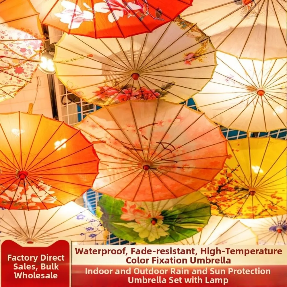 56 سنتيمتر مظلة مروحة قماش حريري النمط الصيني العتيق تأثيري Hanfu النفط ورقة مظلة شرابة 10 ألوان #2