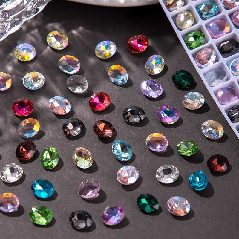 6 x 8 mm ovale, eiförmige, spitze Unterseite, zum Aufkleben, glitzernde Strasssteine, hochwertig, für Nägel, Kleidung und Heimwerkerarbeiten