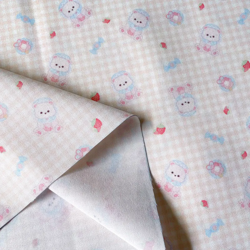 yellow “Baby Bear” Scattered Print Lolita Fabric - 4-Way Stretch Knit for OB11 & BJD Doll Clothing view 4