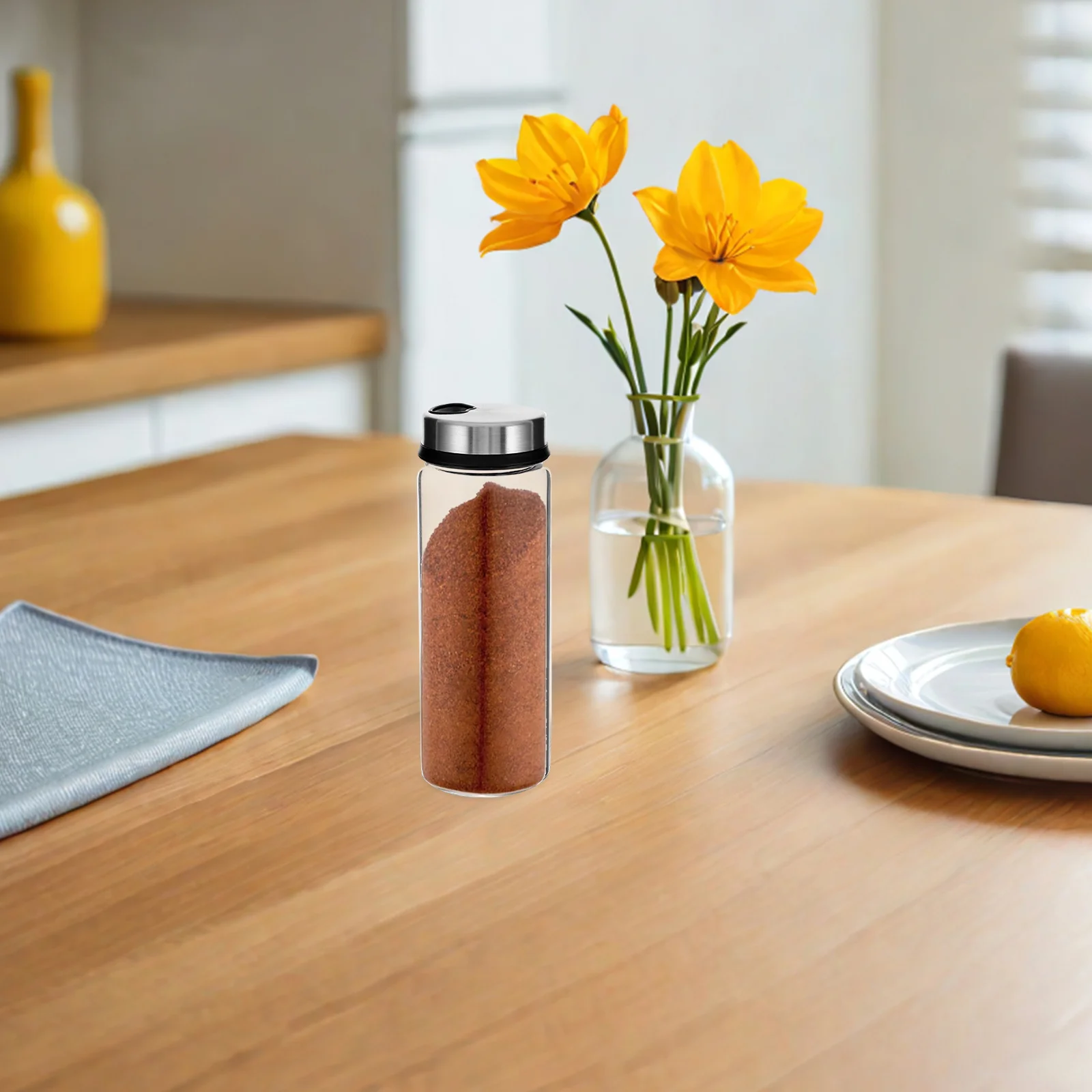 

2Pcs Glass Spice Jars Shaker Lids 300Ml Empty Seasoning Containers Round Salt Bottles Kitchen Camping Accessories Powder