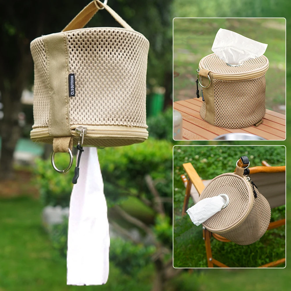 

Outdoor Camping Tissue Case with Hook Roll Paper Storage Bag Toilet Paper Storage Box Hanging Napkin Holder for Camping Supplies