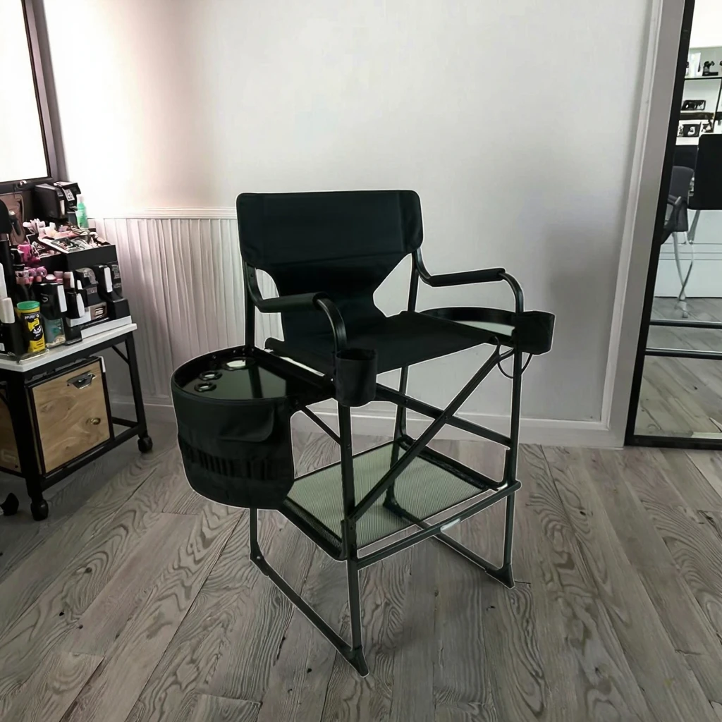 Foldable Aluminum Portable Makeup and Chair Bar Stool Travel Beauty Salon Makeup Artist Chair