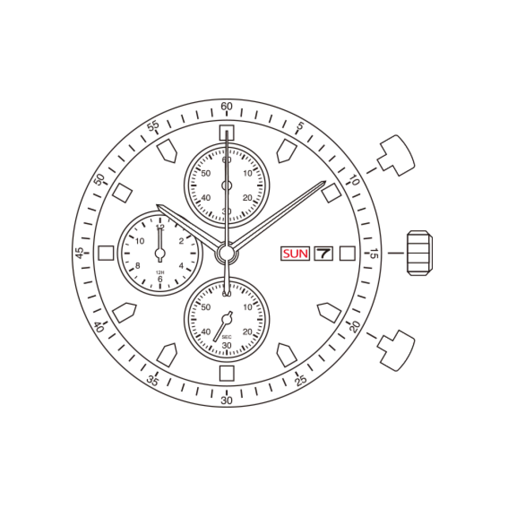 0s00 movement miyota 0S00-3 movement Chronograph movement japan movenment Can incorporate tachymeter function miyota OS00 OSOO