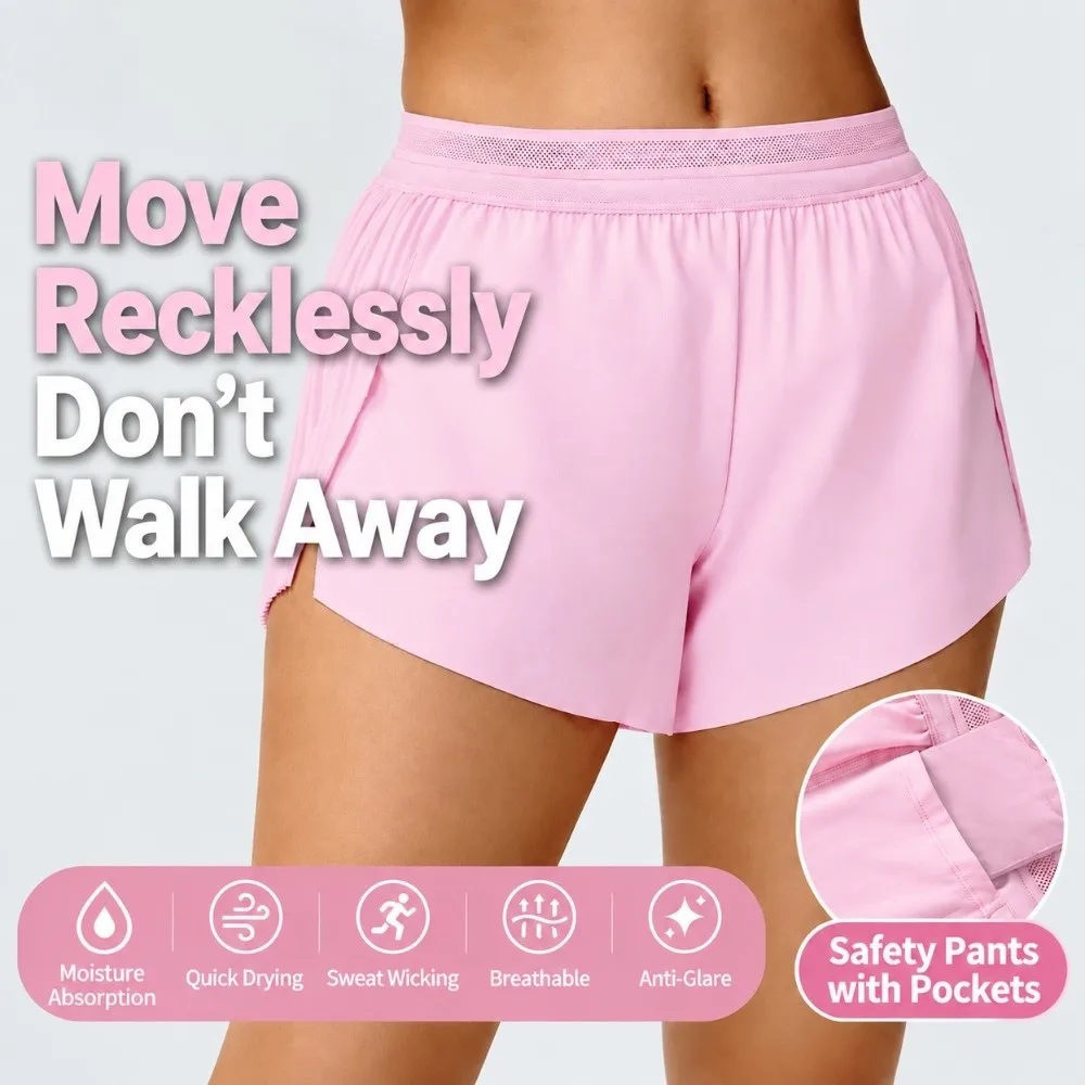 New Three-quarter Length Fitness Shorts Hidden Pocket Quick-drying Tennis Yoga Pants Cooling Breathable Sports Shorts For Women