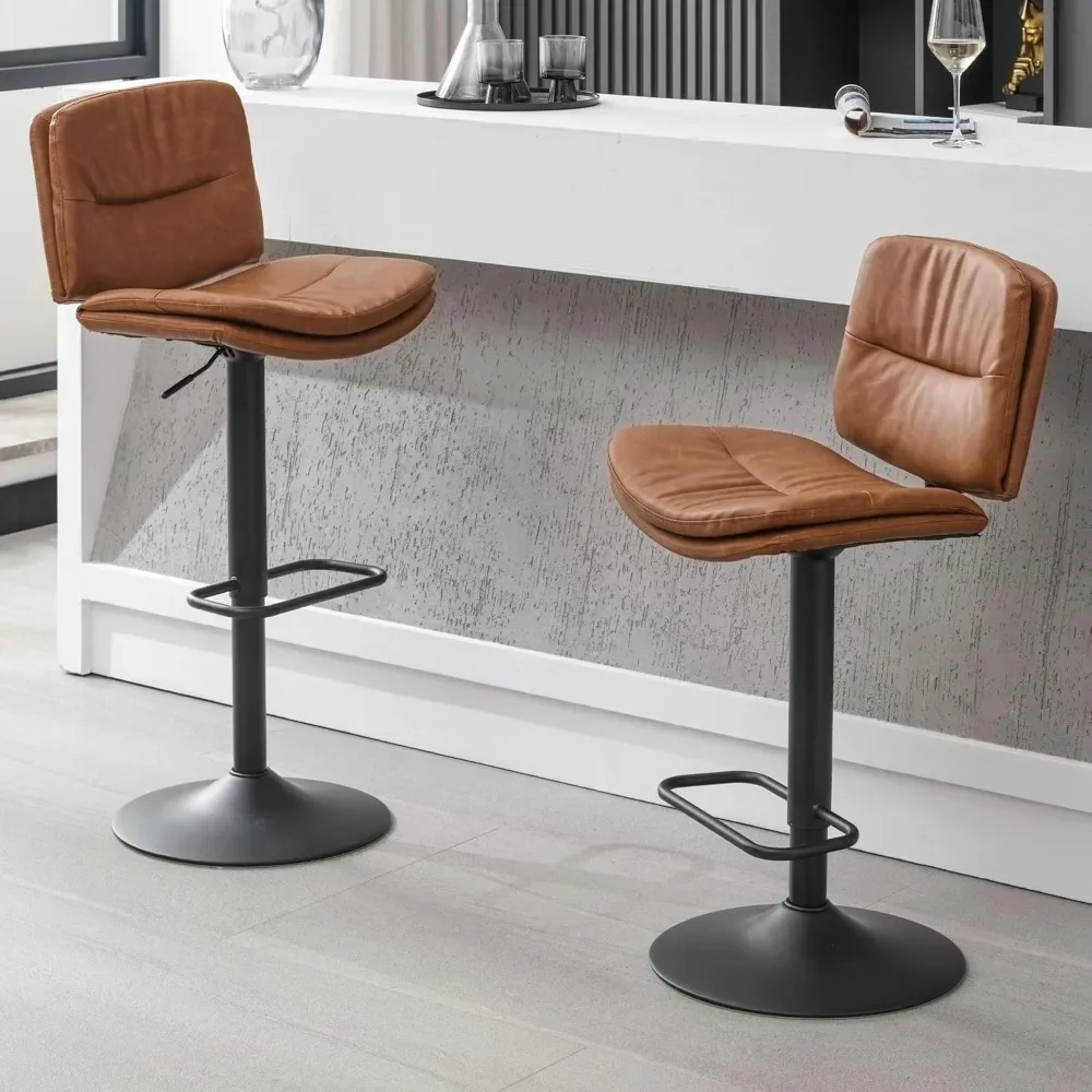 

Swivel Bar Stools Set of 2, Double-Layer Upholstered Counter Height Bar Stools with Back, Adjustable Bar Stool 24"-32"