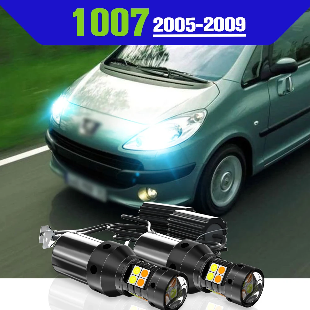 

Dual Mode Turn Signal+Daytime Running Light DRL Accessories 2x LED Lamp For Peugeot 1007 2005-2009 2006 2007 2008