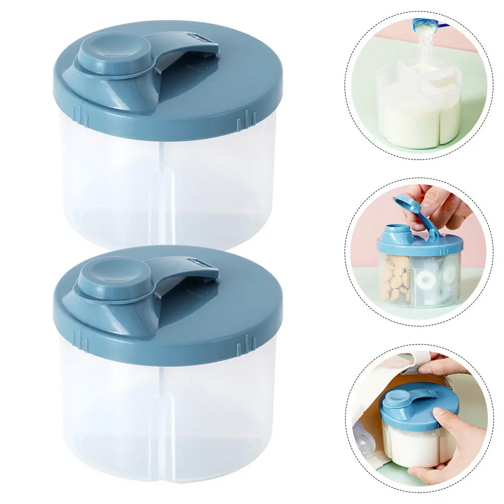 

2 pcs Rotating Four-Compartment Formula Dispenser Portable Milk Powder Container For Travel Infant Formula Storage Box Outdoor